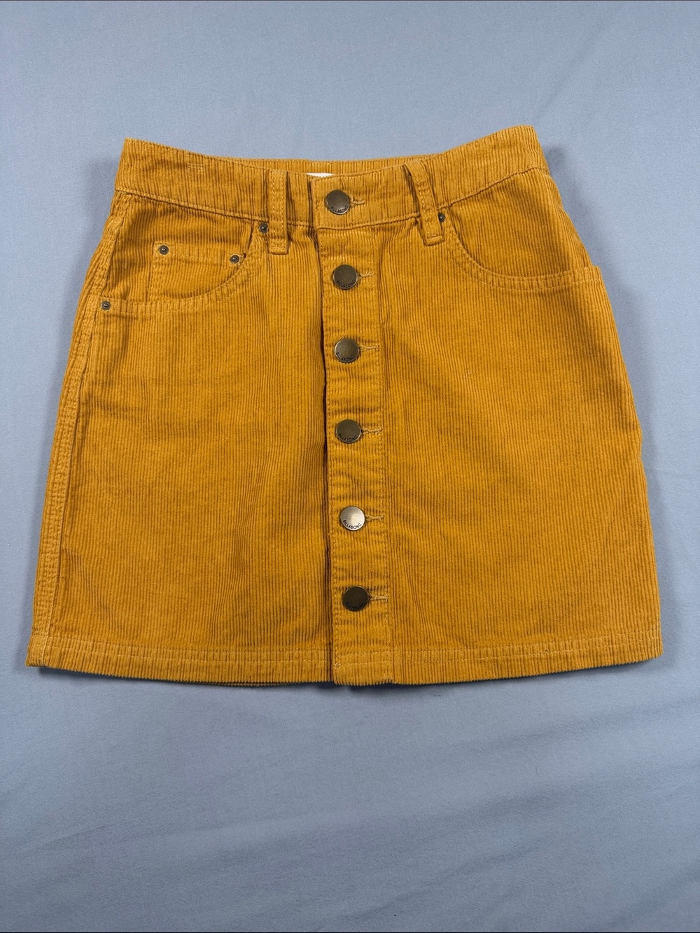 Billabong Mustard Yellow Corduroy Button-Front Mini Skirt